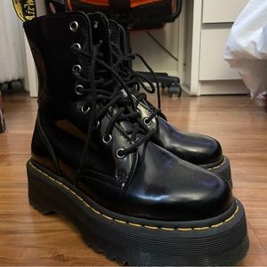 Dr. Marten’s Jason Black Patent Platform Lace-Up Boots, Size 5USM 6.5USW